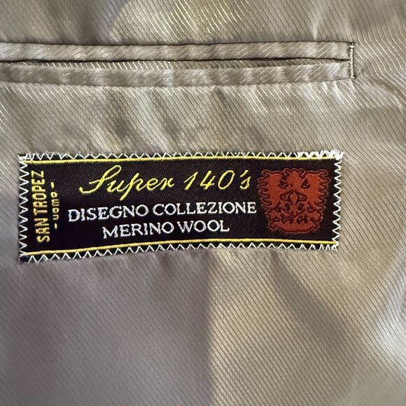 San Tropez Uomo Men's Suit 40L Gray Super 140s Merino Wool 2-Piece Classic Fit - Picture 15 of 16